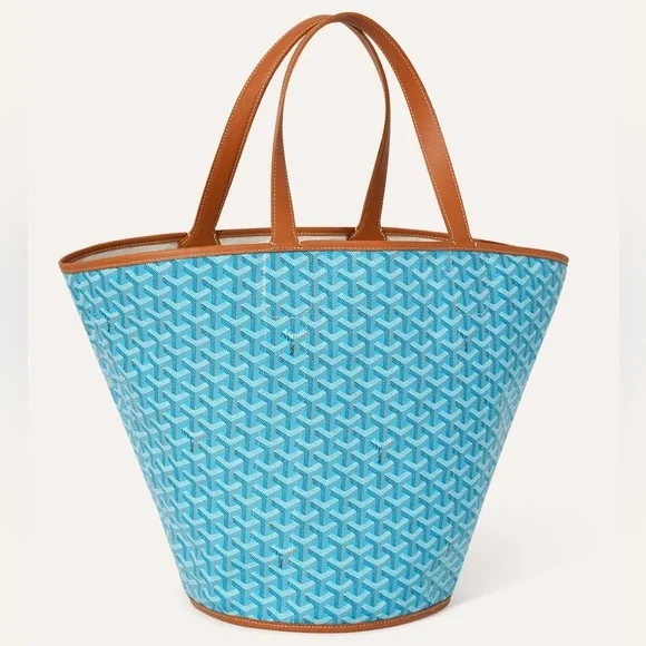 Goyard Belharra Shoulder Tote Bag in Reversible Turquoise & Tan - Picture 2 of 16